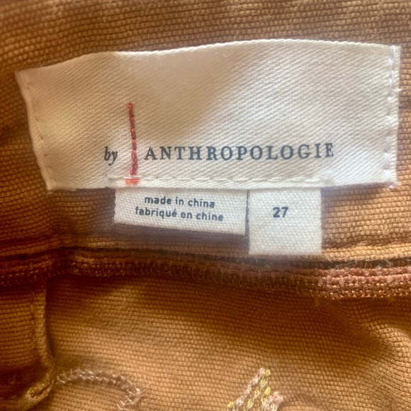 Anthropologie Women’s Khaki Jeans - The Wanderer - Sz 27 Embroidered Floral - Picture 8 of 11